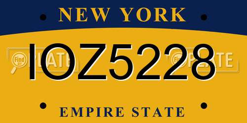 IOZ5228 New York License Plate
