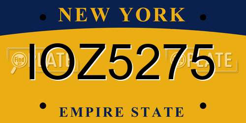 IOZ5275 New York License Plate