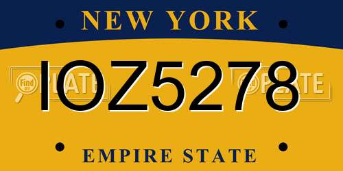 IOZ5278 New York License Plate