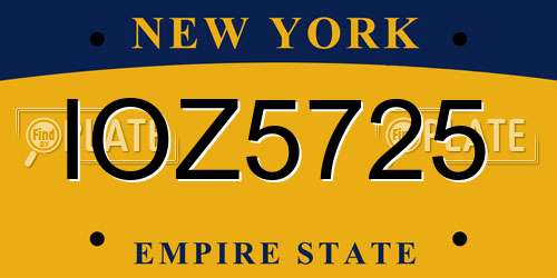 IOZ5725 New York License Plate