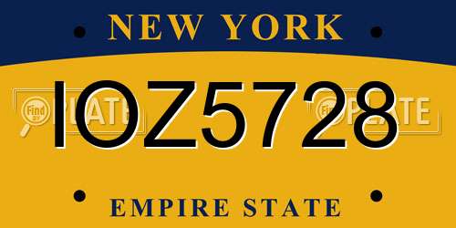 IOZ5728 New York License Plate