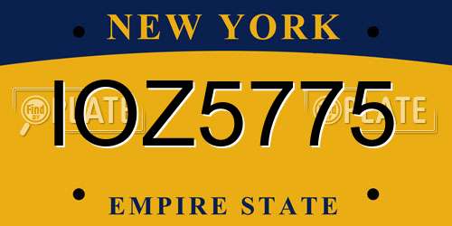 IOZ5775 New York License Plate