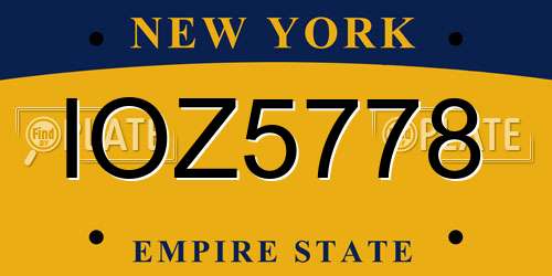 IOZ5778 New York License Plate