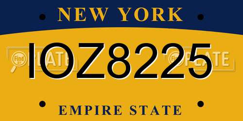 IOZ8225 New York License Plate
