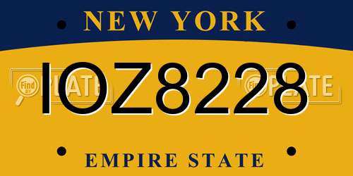 IOZ8228 New York License Plate