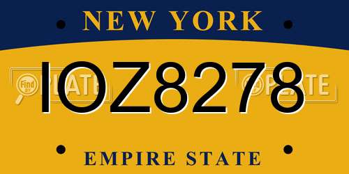 IOZ8278 New York License Plate