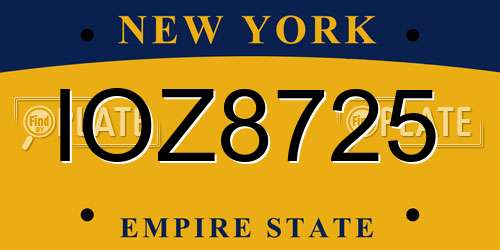 IOZ8725 New York License Plate