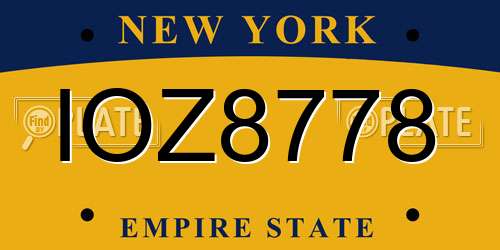 IOZ8778 New York License Plate