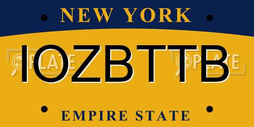 IOZBTTB New York License Plate