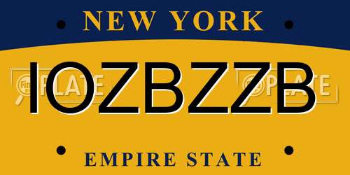 IOZBZZB New York License Plate