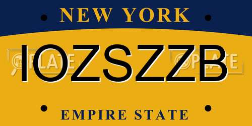 IOZSZZB New York License Plate