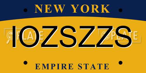 IOZSZZS New York License Plate