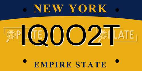 IQ0O2T New York License Plate