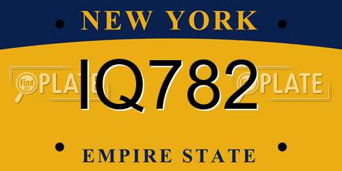 IQ782 New York License Plate