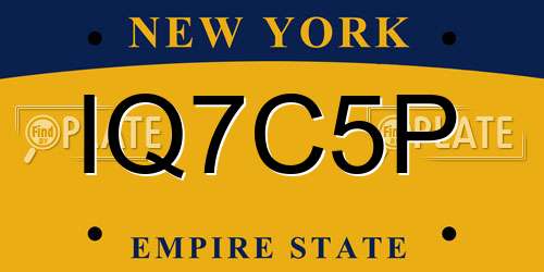 IQ7C5P New York License Plate