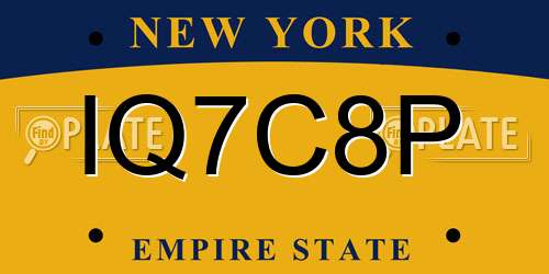 IQ7C8P New York License Plate