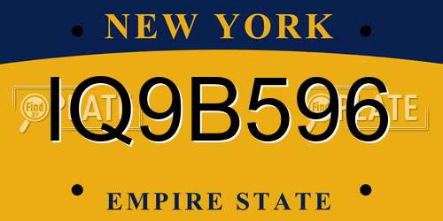 IQ9B596 New York License Plate