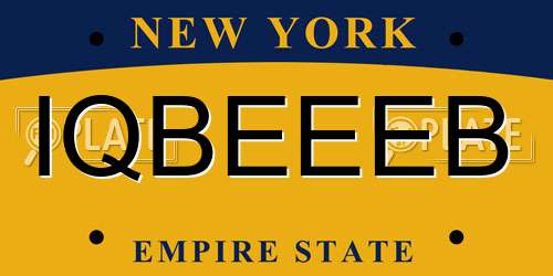 IQBEEEB New York License Plate