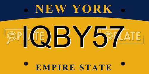IQBY57 New York License Plate