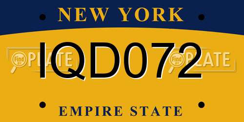 IQD072 New York License Plate