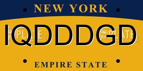 IQDDDGD New York License Plate