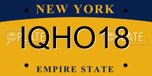 IQHO18 New York License Plate