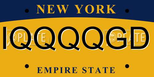 IQQQQGD New York License Plate