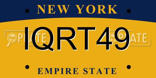 IQRT49 New York License Plate