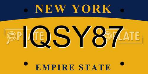 IQSY87 New York License Plate