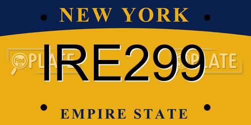 IRE299 New York License Plate