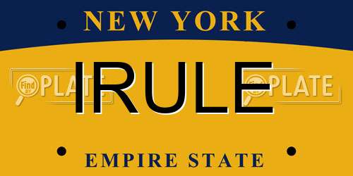 IRULE New York License Plate