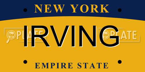 IRVING New York License Plate