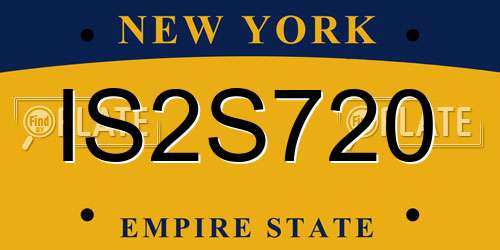 IS2S720 New York License Plate