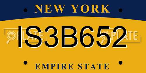 IS3B652 New York License Plate