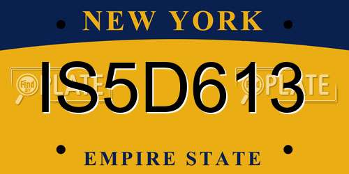 IS5D613 New York License Plate