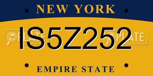 IS5Z252 New York License Plate