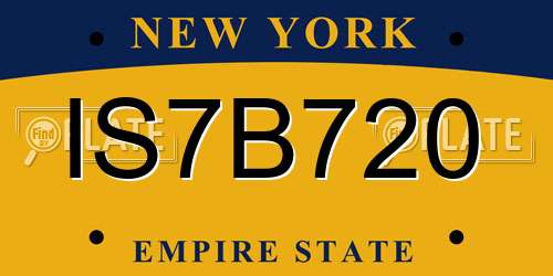 IS7B720 New York License Plate