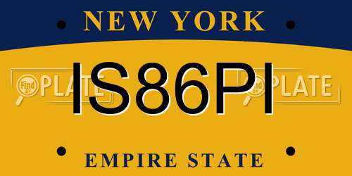 IS86PI New York License Plate