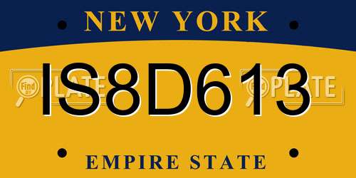 IS8D613 New York License Plate