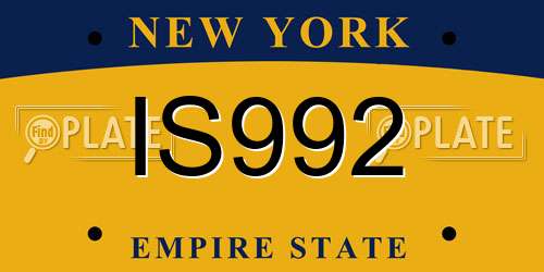 IS992 New York License Plate
