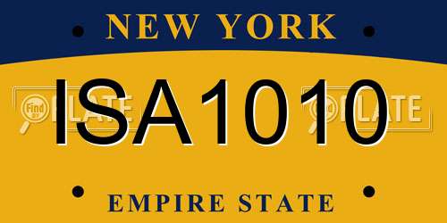 ISA1010 New York License Plate