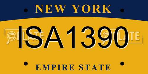 ISA1390 New York License Plate