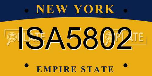 ISA5802 New York License Plate