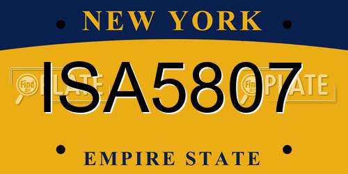 ISA5807 New York License Plate