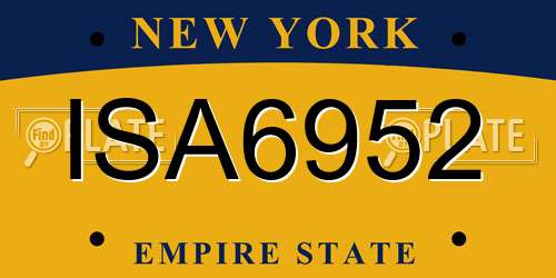 ISA6952 New York License Plate