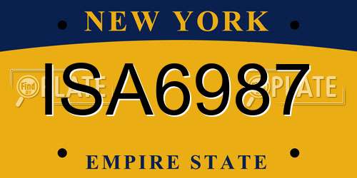 ISA6987 New York License Plate