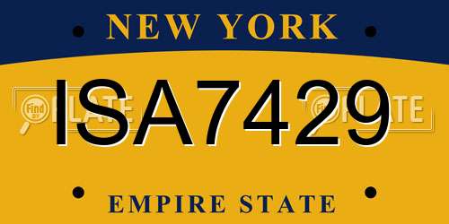 ISA7429 New York License Plate