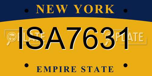 ISA7631 New York License Plate