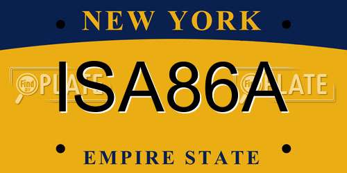 ISA86A New York License Plate