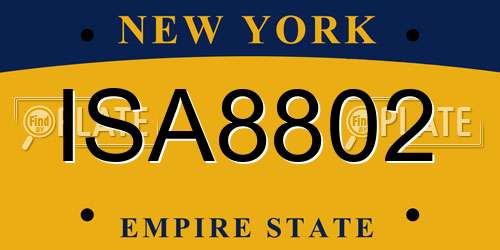 ISA8802 New York License Plate